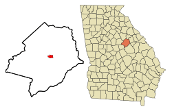 Location in Hancock County and the state of Georgia