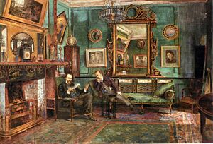 Henry Treffry Dunn Rossetti and Dunton at 16 Cheyne Walk