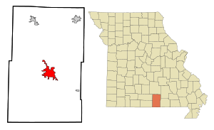 Location within Howell County and Missouri