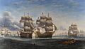John Wilson Carmichael - The opening engagement at Trafalgar; H.M.S. 'Royal Sovereign' raking the stern of the Spanish flagship 'Santa Ana'