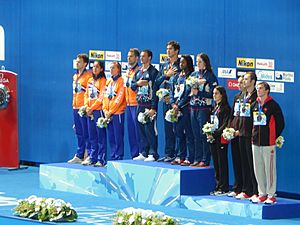 Kazan 2015 - Victory Ceremony 4×100 metres freestyle relay MIXED