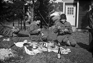 Lunch break at archaeological excavation in Nälsta, Uppland, Sweden (22691339934)