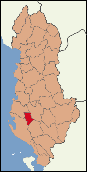 Map showing Mallakastër District within Albania