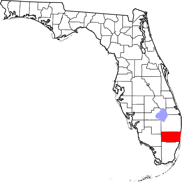 Image Map of Florida highlighting Broward County