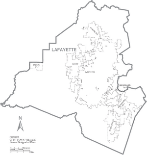 Map of Lafayette Parish Louisiana With Municipal Labels