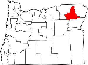 Map of Oregon highlighting Union County