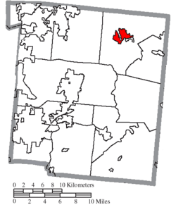 Map of Warren County Ohio Highlighting Waynesville Village