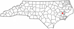 Location of Aurora, North Carolina