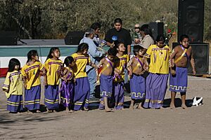 O'odham children from Queen's Well performing traditional dance (1b3b4869-f1ae-4676-a89b-29408c4be175)