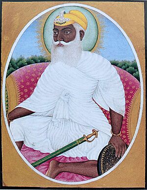 Painting of Ala Singh of Patiala in tondo, Pahari School, ca.1880