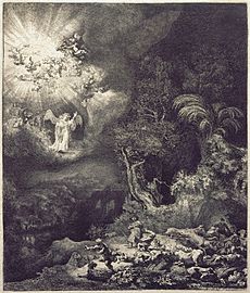 Rembrandt van Rijn - The Angel Appearing to the Shepherds