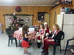 Roaring Run - Kids visiting Santa during Christmas in July celebration July 18 2015