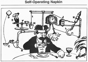 Rube Goldberg's "Self-Operating Napkin" (cropped)