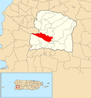 Location of Sabana Grande Abajo within the municipality of San Germán shown in red