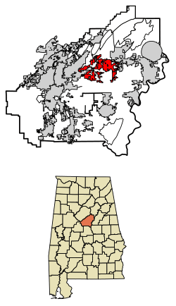 Location of Chelsea in Shelby County, Alabama.