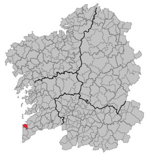 Situation of Baiona within Galicia