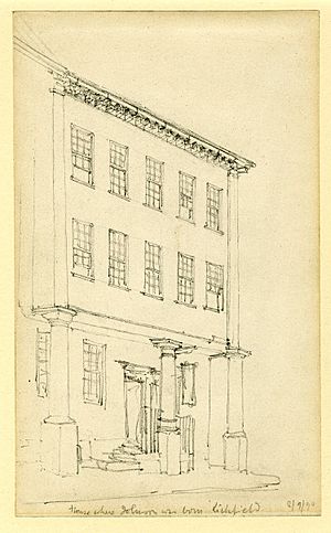 Sketch of the house in which Johnson was born in Lichfield by Ambrose Macdonald Poynter