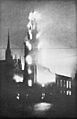 St Clement Danes on fire