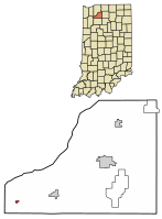 Location of San Pierre in Starke County, Indiana.