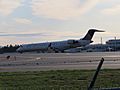 United Express CRJ700 taxiing off the runway at MHT