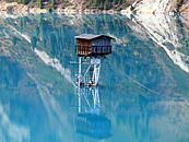 Watchtower in middle of Big Almaty Lake (3991851837)