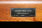 engraved nameplate of Casavant Frères Ltée. Opus 1841 (Highland Arts Centre Organ) built in 1946.