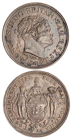 1818 ackey coin, minted in Birmingham and bearing the head of King George III