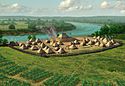 Artist's conception of the Annis Mound and Village Site