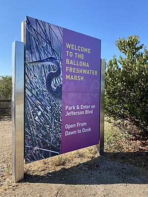 Ballona Freshwater Marsh blue heron sign, Ballona Wetlands, California