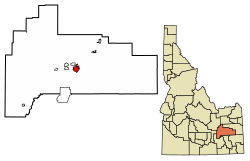 Location of Blackfoot in Bingham County, Idaho.