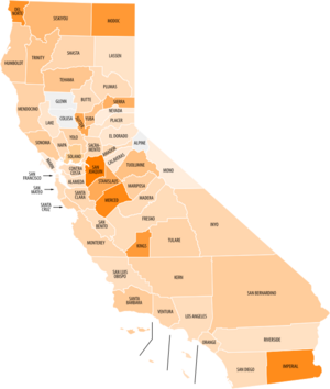 California county map (labeled) ASP gubernatorial 2018