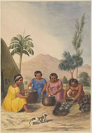 Cleaning the kalo, Sandwich Islands, 1852, watercolour by James Gay Sawkins