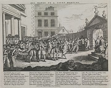 Cour martiale en 1745 pour les capitaines anglais battus en 1744 devant Toulon
