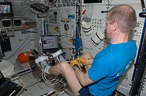 ISS-21 Frank De Winne performs activation and checkout steps in the Columbus lab