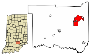 Location of Seymour in Jackson County, Indiana.