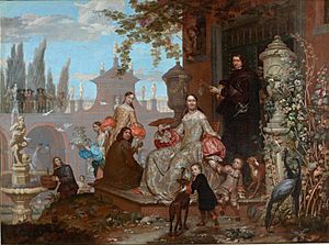 Jan van Kessel (II) - Portrait of a Family in a Garden - 1679
