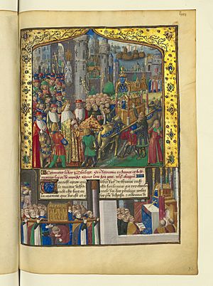 Livre des faiz monseigneur saint Loys - BNF Fr2829 f82r (procession funèbre de Louis IX)