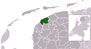 Highlighted position of het Bildt in a municipal map of Friesland