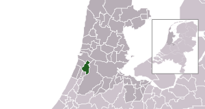 Highlighted position of Haarlem in a municipal map of North Holland