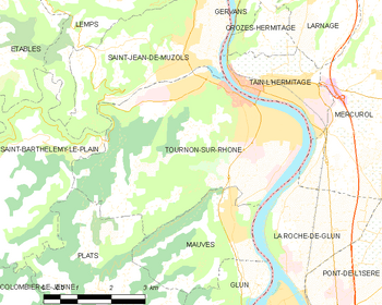 Map of the commune of Tournon-sur-Rhône