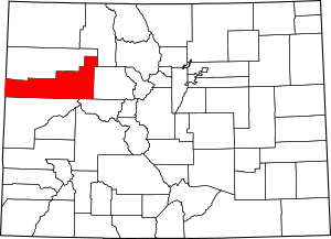 Map of Colorado highlighting Garfield County