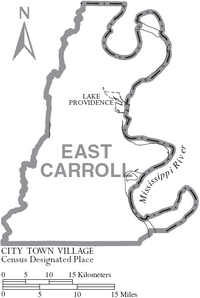 Map of East Carroll Parish Louisiana With Municipal Labels