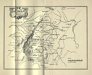 Map of Mewar or Udaipur from Tods Annals