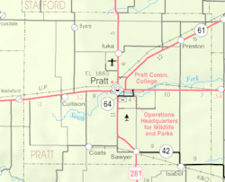 Map of Pratt Co, Ks, USA
