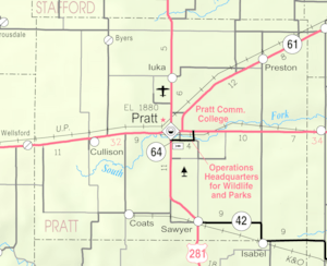 KDOT map of Pratt County (legend)