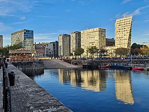 Modern waterfront developments in Liverpool