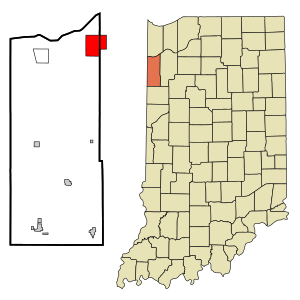Newton County Indiana Incorporated and Unincorporated areas Roselawn Highlighted.svg