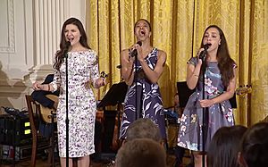 Phillipa Soo Renée Elise Goldsberry and Jasmine Cephas Jones perform Hamilton at the White House