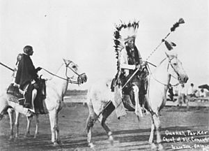 Quanah Parker on horseback
