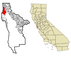 Location in San Mateo County and the state of California